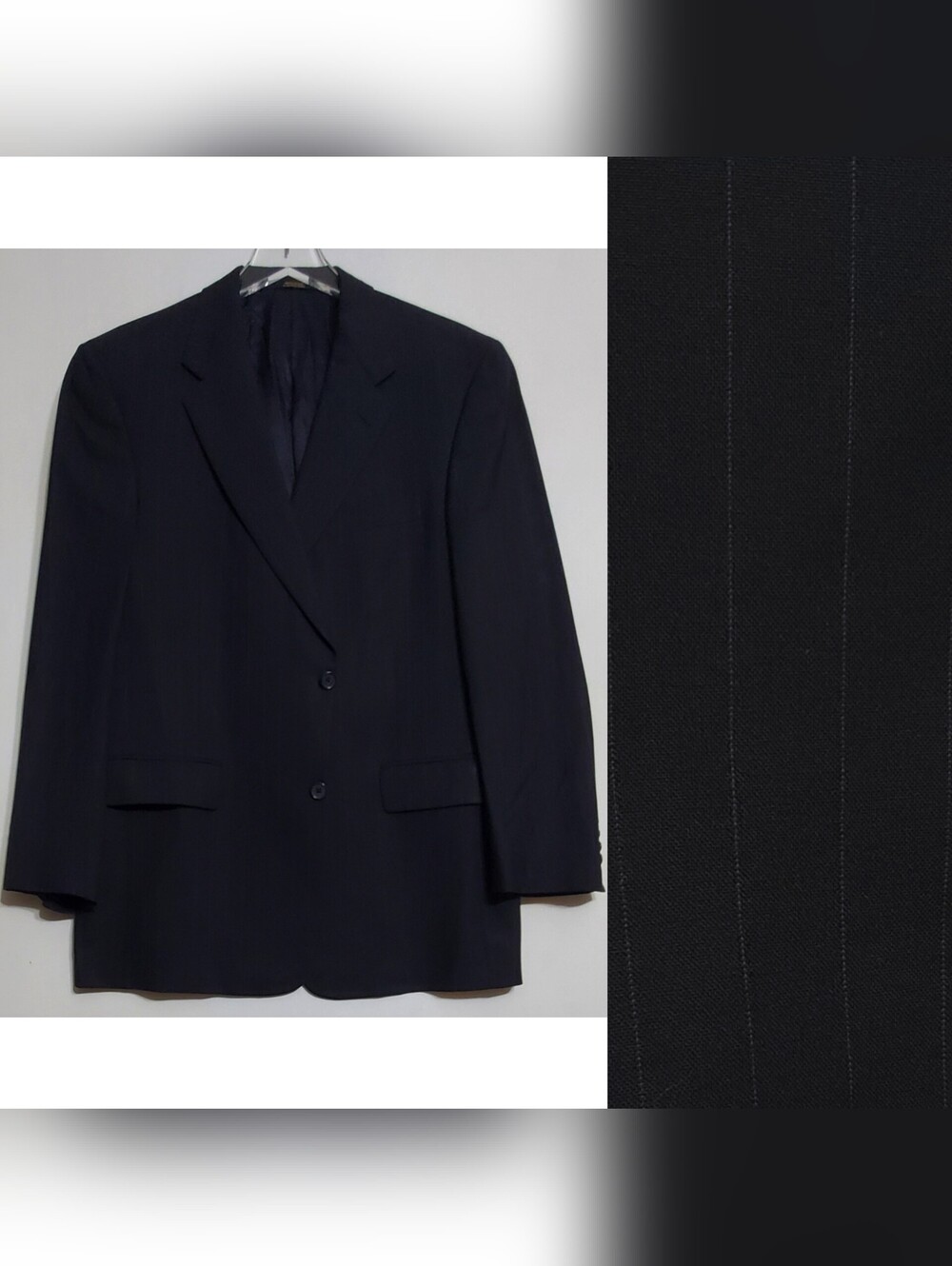 Hart Schaffner Marx 41R striped 2 buttons blazer coat jacket black wool academia